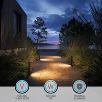 Outdoor Landscape Lighting LED 12V Low Voltage ALP54 Low Voltage Pathway Lights Package Arc-Shaped Oil-Rubbed Bronze Cast Aluminum, 7W 5CCT 12V-24V AC/DC LED Walkway Lighting IP65 Waterproof