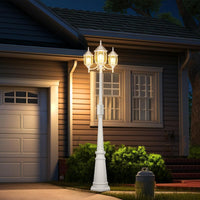 Outdoor Landscape Lighting LED 12V Low Voltage PLH01 Classic Black or White Aluminum 3-Head Post Light 95