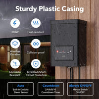 Outdoor Landscape Lighting LED 12V Low Voltage TSPA 60/120/200/300W DC 12V Outputs, Low Voltage Outdoor Plastic Transformer with Photocell and Countdown Timer
