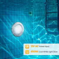 Outdoor Landscape Lighting LED 12V Low Voltage PL35 12V AC LED Stainless Steel Pool Light Jacuzzi Spa 6500K Cool White 3000LM Low Voltage Pool Light