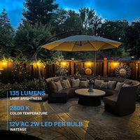 Outdoor Landscape Lighting LED 12V Low Voltage SL103 2800K Warm White LED Low Voltage Bistro String Lights 50 FT Outdoor Weatherproof 10pcs Connect Anywhere 12V Edison Bulbs