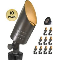 Outdoor Landscape Lighting LED 12V Low Voltage SPBA17 MR16 Brass Spotlight Package 12V AC/DC Low Voltage Outdoor Lighting with 5W 2700K Warm White Bulb 10 Pack with 5W 2700K MR16 Bulb
