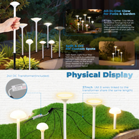 Outdoor Landscape Lighting LED 12V Low Voltage ALP71 DC24V Set of 8 White Mushroom Aluminum 3000K Warm White Integrated LED Low Voltage Path Light with Transformer Included