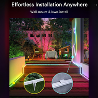 Outdoor Landscape Lighting LED 12V Low Voltage SLNR06 Dotless COB Smart Wi-Fi RGBAICW 1.45W/ft Neon LED Strip Light DC24V IP65 Outdoor Rated Dimmable Low Voltage Silicone Strip Light with Mounting Clips, Screws, Power Adapter and Remote Control