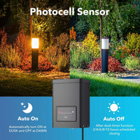 Outdoor Landscape Lighting LED 12V Low Voltage TSPA 60/120/200/300W DC 12V Outputs, Low Voltage Outdoor Plastic Transformer with Photocell and Countdown Timer