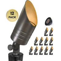 Outdoor Landscape Lighting LED 12V Low Voltage SPBA17 MR16 Brass Spotlight Package 12V AC/DC Low Voltage Outdoor Lighting with 5W 2700K Warm White Bulb 12 Pack with 5W 2700K MR16 Bulb