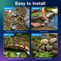 Outdoor Landscape Lighting LED 12V Low Voltage ULBA05 ABS Underwater Landscape 12-24V AC/DC 3W RGB+Warm White Integrated Color-changing Fountain Light Pond Lighting IP68 with Remote Control and Transformer Included