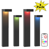Outdoor Landscape Lighting LED 12V Low Voltage ALPR19 4-Pack 3W RGBCW Bluetooth Smart LED Landscape Pathway Light Package, 9-15V Low Voltage Modern Path Lights