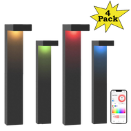 ALPR19 4-Pack 3W RGBCW Bluetooth Smart LED Landscape Pathway Light Package, 9-15V Low Voltage Modern Path Lights