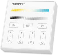 Outdoor Landscape Lighting LED 12V Low Voltage MiBoxer RGB/RGBW Wall Mounted Smart Panel Wireless Remote 4 Zones 2.4G RF Compatible with Miboxer WL5, FUT039, FUT045, FUT039W, FUT039S, LS2 Controllers Changing Color Temperature B2 Panel Remote