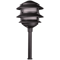 Outdoor Landscape Lighting LED 12V Low Voltage KL302 4x/8x/12x Package 12V AC/DC Aluminum Low Voltage Landscape Lighting 3 Tier Pagoda Path Light 3W 2700K Bulb