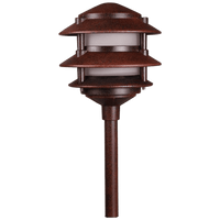 Outdoor Landscape Lighting LED 12V Low Voltage KL302 12V AC/DC Aluminum Low Voltage Landscape Lighting 3 Tier Pagoda Path Light G4 Socket Brown