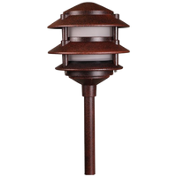 Outdoor Landscape Lighting LED 12V Low Voltage KL302 4x/8x/12x Package 12V AC/DC Aluminum Low Voltage Landscape Lighting 3 Tier Pagoda Path Light 3W 2700K Bulb
