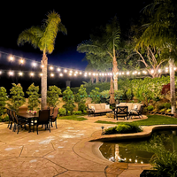 Outdoor Landscape Lighting LED 12V Low Voltage SL101 LED Low Voltage Bistro String Lights 48 FT Outdoor Weatherproof 12V Edison Bulbs with 100W DC Transformer and 55ft Hanging Kit Package Deal