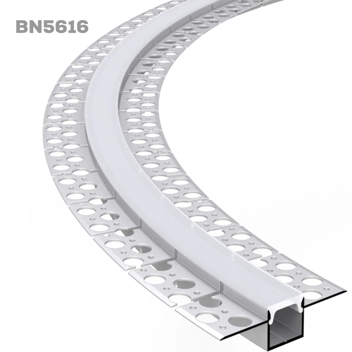 Outdoor Landscape Lighting LED 12V Low Voltage BN5616 Plaster In 8 ft Bendable Aluminum Channel 2.04" x 0.59" 10 Pack LED Strip Light Cover