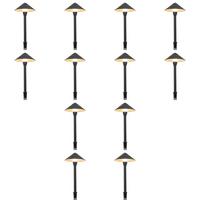 Outdoor Landscape Lighting LED 12V Low Voltage CDPA65 4x/8x/12x Package 3W Beaded Swivel Hat 3000K Warm White Integrated LED 12V Low Voltage Aluminum Path Light Bronze 12 Pack