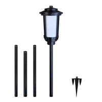 Outdoor Landscape Lighting LED 12V Low Voltage CDPA76 Heavy Duty Cast Aluminum 12V Low Voltage 1.7W Integrated Tiki Torch Flame Fire Effect LED Outdoor Landscape 2200K Tall Path Light