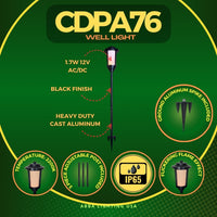 Outdoor Landscape Lighting LED 12V Low Voltage CDPA76 Heavy Duty Cast Aluminum 12V Low Voltage 1.7W Integrated Tiki Torch Flame Fire Effect LED Outdoor Landscape 2200K Tall Path Light