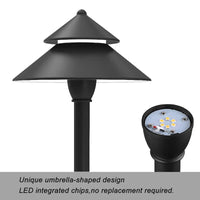 Outdoor Landscape Lighting LED 12V Low Voltage CDPA77 4x/8x/12x Package 3W 12V AC/DC Low Voltage Two-Tier Mushroom Hat 5CCT Integrated LED Aluminum Path Light