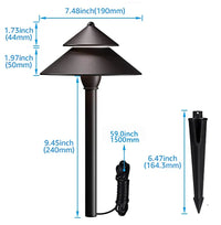 Outdoor Landscape Lighting LED 12V Low Voltage CDPA77 3W 12V-24V AC/DC Low Voltage Two-Tier Mushroom Hat 5CCT Integrated LED Aluminum Path Light