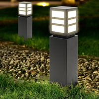 Outdoor Landscape Lighting LED 12V Low Voltage CPLA17 120V Line Voltage E26/E27 Socket 60W Carbon Steel Modern Outdoor Square Bollard Light IP65 Outdoor Rated