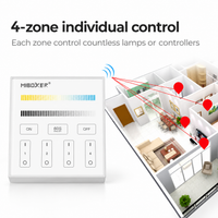 Outdoor Landscape Lighting LED 12V Low Voltage MiBoxer RGB/RGBW Wall Mounted Smart Panel Wireless Remote 4 Zones 2.4G RF Compatible with Miboxer WL5, FUT039, FUT045, FUT039W, FUT039S, LS2 Controllers