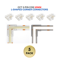 Outdoor Landscape Lighting LED 12V Low Voltage 5-Pack SLD 3-Pin Low-Voltage for CCT COB Dotless Strip Light Connectors 10mm and 12mm 10mm 3-Pin L-Shaped Corner Connector