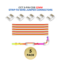 Outdoor Landscape Lighting LED 12V Low Voltage 5-Pack SLD 3-Pin Low-Voltage for CCT COB Dotless Strip Light Connectors 10mm and 12mm 12mm 3-Pin Strip-to-Wire