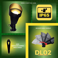 Outdoor Landscape Lighting LED 12V Low Voltage DL02 12V Low Voltage LED Landscape Spotlight | Waterproof Aluminum Outdoor Directional Light with MR16 Socket