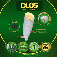 Outdoor Landscape Lighting LED 12V Low Voltage DL05 30 Pack 12V Low Voltage LED Smooth Bullet Directional Outdoor Aluminum Spotlight with 5W 3000K Bulb