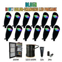 Outdoor Landscape Lighting LED 12V Low Voltage RGBW Color Changing LED Holiday Package: (12) Spotlight or (12) Path Lights with Wires and Connectors DL05R Black Aluminum 8W+ RGBCW Integrated LED Spotlights