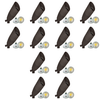 Outdoor Landscape Lighting LED 12V Low Voltage DL05 4x/8x/12x Package 12V Low Voltage LED Smooth Bullet Directional Outdoor Aluminum Spotlight with MR16 5W 3000K Bulb Brown 12 Pack