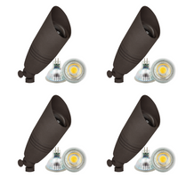 Outdoor Landscape Lighting LED 12V Low Voltage DL05 4x/8x/12x Package 12V Low Voltage LED Smooth Bullet Directional Outdoor Aluminum Spotlight with MR16 5W 3000K Bulb Brown 4 Pack