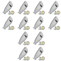 Outdoor Landscape Lighting LED 12V Low Voltage DL05 4x/8x/12x Package 12V Low Voltage LED Smooth Bullet Directional Outdoor Aluminum Spotlight with MR16 5W 3000K Bulb White 12 Pack