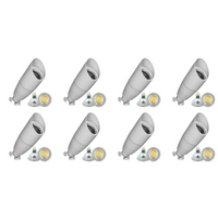 Outdoor Landscape Lighting LED 12V Low Voltage DL05 4x/8x/12x Package 12V Low Voltage LED Smooth Bullet Directional Outdoor Aluminum Spotlight with MR16 5W 3000K Bulb White 8 Pack