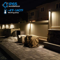 Outdoor Landscape Lighting LED 12V Low Voltage DLA04 12-Pack 5W Low Voltage 5CCT 1800K/2700K/3000K/4000K/5000K Warm White Integrated LED Outdoor Fence Deck Down Lights Package, 12V LED Step Patio Landscape Lights