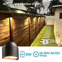Outdoor Landscape Lighting LED 12V Low Voltage DLA04 12-Pack 5W Low Voltage 5CCT 1800K/2700K/3000K/4000K/5000K Warm White Integrated LED Outdoor Fence Deck Down Lights Package, 12V LED Step Patio Landscape Lights