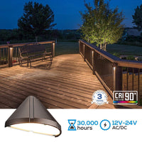 Outdoor Landscape Lighting LED 12V Low Voltage DLA05 4-Pack 5W 5CCT 1800K/2700K/3000K/4000K/5000K Low Voltage Integrated LED Outdoor Fence Deck Down Lights Package, 12V LED Step Patio Landscape Lights