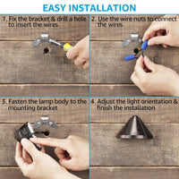 Outdoor Landscape Lighting LED 12V Low Voltage DLA05 8-Pack 5W 5CCT 1800K/2700K/3000K/4000K/5000K Low Voltage Integrated LED Outdoor Fence Deck Down Lights Package, 12V LED Step Patio Landscape Lights