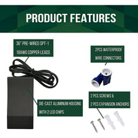 Outdoor Landscape Lighting LED 12V Low Voltage DLA06 6-Pack 2W Low Voltage 2700K/3000K Warm White Integrated LED Outdoor Deck Down Lights Package, 12V LED Step Patio Landscape Lights