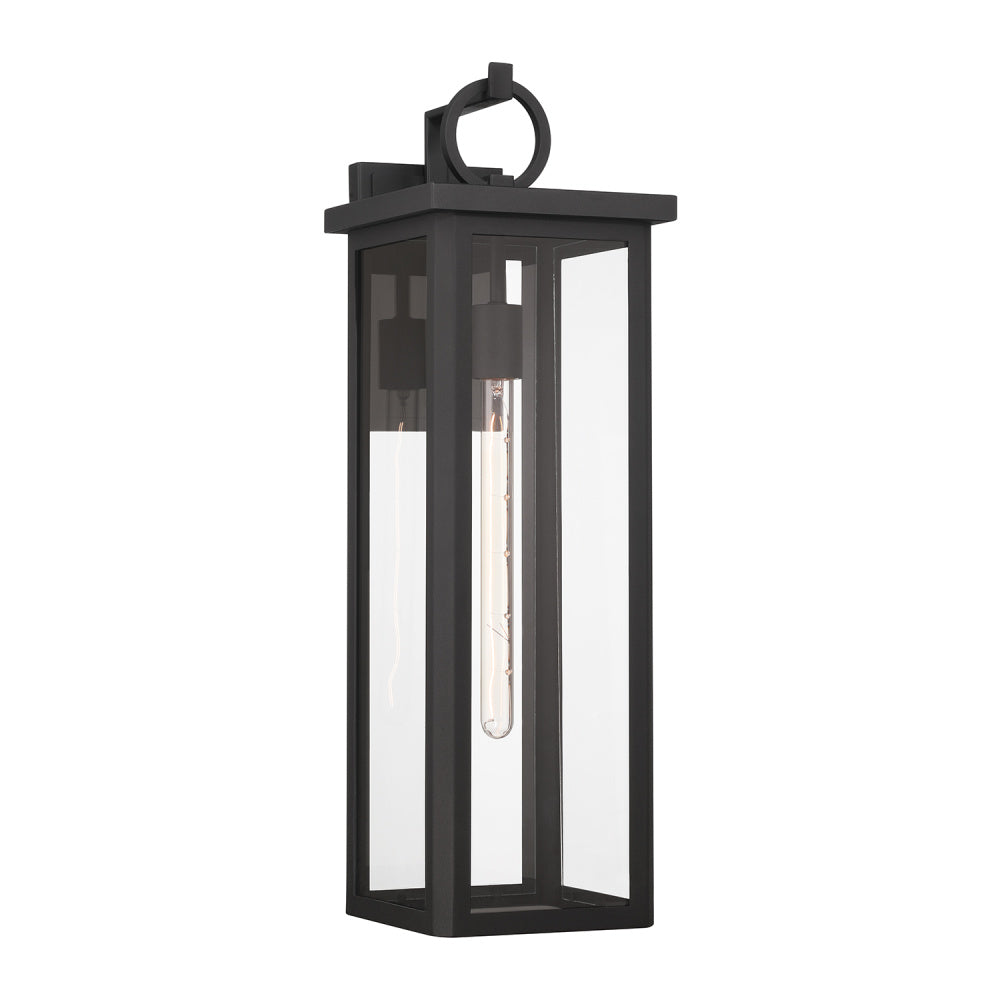 Outdoor Landscape Lighting LED 12V Low Voltage Boadie 1 Light Outdoor Sconce 8"x25" Stainless Steel and Glass Matte Black Finish 120V E26 LED Bulb Socket for Patio, Garden, Exterior Walls