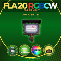 Outdoor Landscape Lighting LED 12V Low Voltage FLARGBCW20 12V Low Voltage 20W RGBCW Integrated LED Outdoor Landscape Lighting Bronze Aluminum Floodlight
