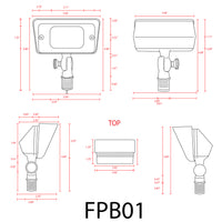 Outdoor Landscape Lighting LED 12V Low Voltage FPB01 4x/8x/12x Package Brass Rectangular LED Directional Floodlight Adjustable Lighting 12V Low Voltage with G4 3W 3000K Bulb