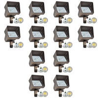Outdoor Landscape Lighting LED 12V Low Voltage FPB05 4x/8x/12x Package Cast Brass Rectangular LED 12V Low Voltage Directional Floodlight Adjustable Landscape Lighting with MR16 5W 3000K Bulb 12 Pack