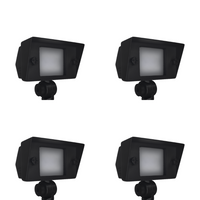 Outdoor Landscape Lighting LED 12V Low Voltage FPBCC04 4x/8x/12x Package Cast Brass 3CCT Adjustable 2W-7W Rectangular Built-In LED Floodlight 12V Low Voltage Fixture Dark Brass 4 Pack