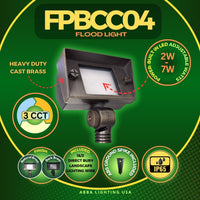 Outdoor Landscape Lighting LED 12V Low Voltage FPBCC04 Cast Brass 3CCT Adjustable 2W-7W Rectangular Built-In LED Flood Light 12V Low Voltage Fixture