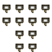 Outdoor Landscape Lighting LED 12V Low Voltage FPBCC04 4x/8x/12x Package Cast Brass 3CCT Adjustable 2W-7W Rectangular Built-In LED Floodlight 12V Low Voltage Fixture Natural Brass 12 Pack