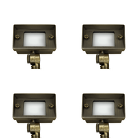 Outdoor Landscape Lighting LED 12V Low Voltage FPBCC04 4x/8x/12x Package Cast Brass 3CCT Adjustable 2W-7W Rectangular Built-In LED Floodlight 12V Low Voltage Fixture Natural Brass 4 Pack