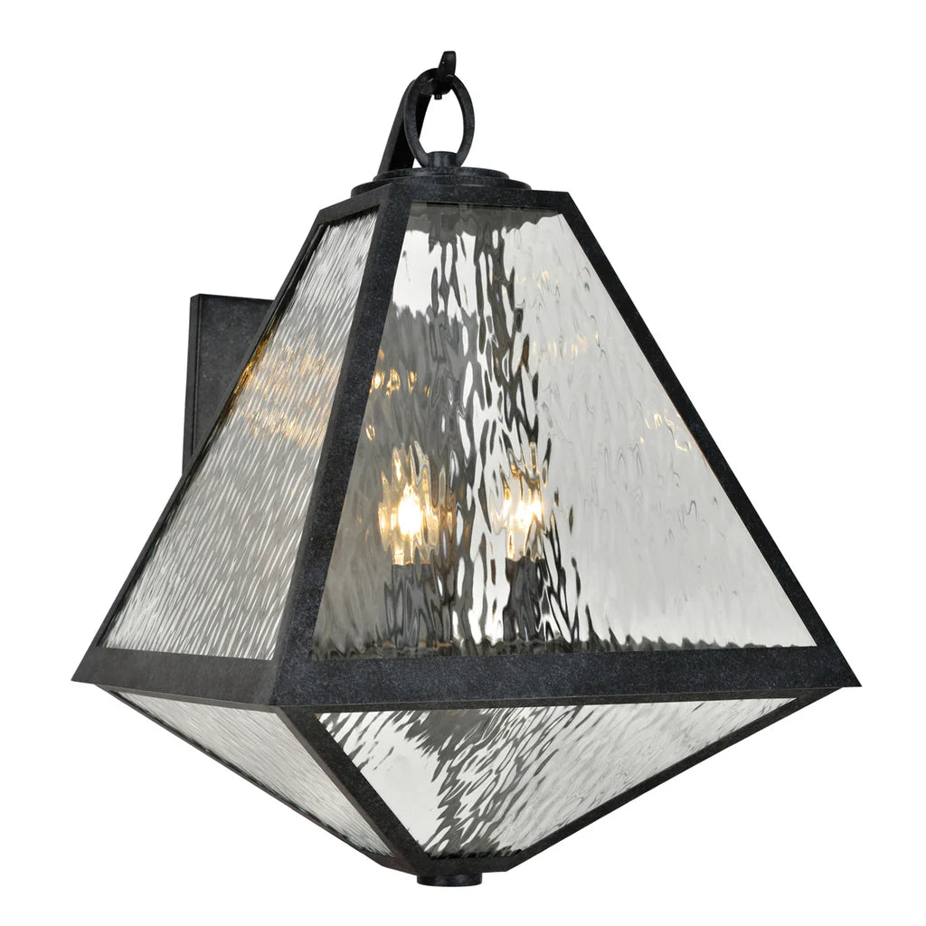 Outdoor Landscape Lighting LED 12V Low Voltage Brian Patrick Flynn Glacier 3 Light Outdoor Sconce 14"x21" Stainless Steel and Water Glass Black Charcoal Finish 120V 3 E12 Candelabra Base LED Bulb Sockets for Patio, Garden, Interior and Exterior Walls