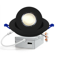 Outdoor Landscape Lighting LED 12V Low Voltage LED Canless Recessed Light 4 inch Gimbal 5CCT Dimmable Adjustable Directional Retrofit Eyeball Lighting with Jbox ETL Rated Black